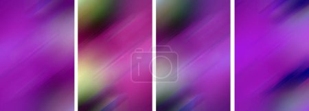 Photo for Abstract varicolored purple lilac background with blurred lines. Long banner, set of 4 vertical images. Gradient - Royalty Free Image