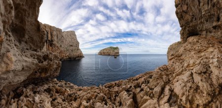 Photo for Panoramic View of Rocky Coast with Cliffs on the Mediterranean Sea. Regional Natural Park of Porto Conte, Sardinia, Italy. Nature Background. - Royalty Free Image