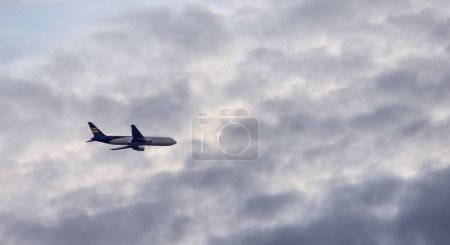 Photo for Rome, Italy - November 14, 2022: UPS Airplane flying in the sky during cloudy morning. - Royalty Free Image