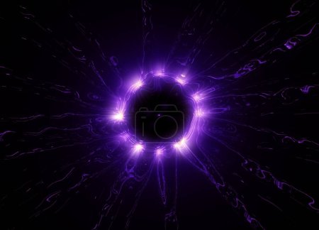 Foto de Purple Energy Shockwave on black background. Abstract 3D Rendering Art. resource. 3D Illustration - Imagen libre de derechos