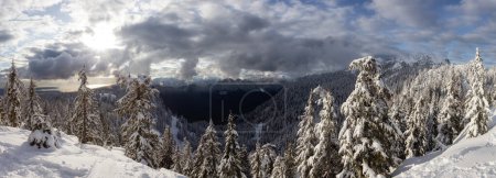 Photo for Canadian Mountain Landscape covered in Snow. Seymour Mountain, North Vancouver, British Columbia, Canada. Nature Background Panorama - Royalty Free Image