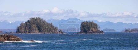 Téléchargez les photos : Rocky Shoreline sur la côte ouest de l'océan Pacifique. Ucluelet, île de Vancouver, C.-B., Canada. Contexte canadien de la nature Panorama - en image libre de droit
