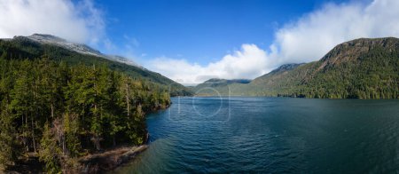 Photo for Aerial Panoramic View of Canadian Mountain Landscape and Lake. Taken in Vancouver Island, British Columbia, Canada. Nature Background Panorama - Royalty Free Image