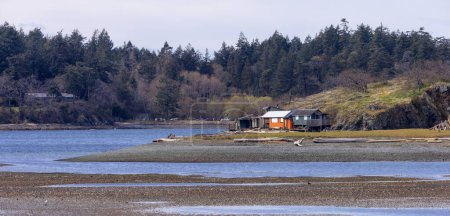 Téléchargez les photos : Cabanes sur l'île de Nanaimo, île de Vancouver, C.-B., Canada. Jour ensoleillé du printemps. - en image libre de droit