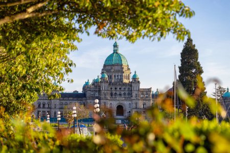 Photo for Legislative Assembly of British Columbia in the Capital City during a sunny day. Downtown Victoria, Vancouver Island, BC, Canada. Sunset - Royalty Free Image