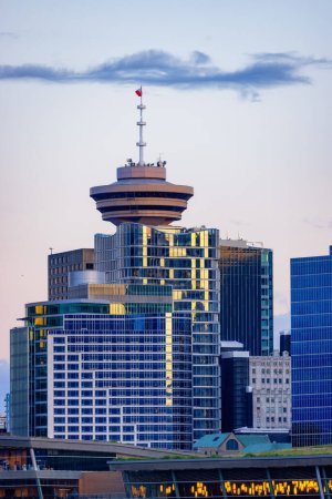 Photo for High-Rise Buildings in Urban City at Sunset. Downtown Vancouver, British Columbia, Canada. - Royalty Free Image