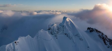 Photo for Canadian Coastal Mountain Landscape covered in Clouds. Aerial Panorama. British Columbia, Canada. - Royalty Free Image