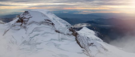 Photo for Glacier on the mountain top. American Landscape nature background. Aerial View of Mt Baker, Washington State, USA. - Royalty Free Image