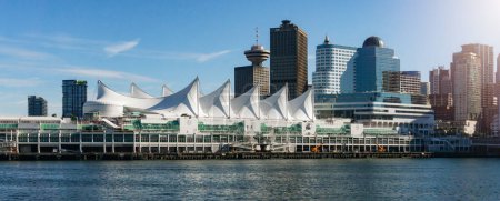Photo for Canada Place and Vancouver Lookout in Downtown Vancouver, British Columbia, Canada. Cityscape Panorama Background. - Royalty Free Image