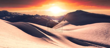 Photo for Winter Landscape in Canadian Mountain Landscape. Colorful Sunrise Sky Art Render. Garibaldi, Whistler, BC, Canada. - Royalty Free Image