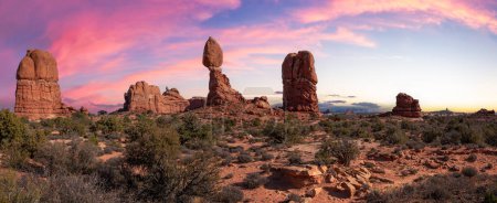 Photo for Rocky landscape of Utah, United States. Sunny Cloudy Day. Nature Background. Panorama - Royalty Free Image