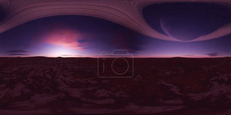 Photo for 360 view of Sci-fi alien planet landscape. Twilight Sunset or Sunrise Sky. Nature Background. 3d rendering. - Royalty Free Image