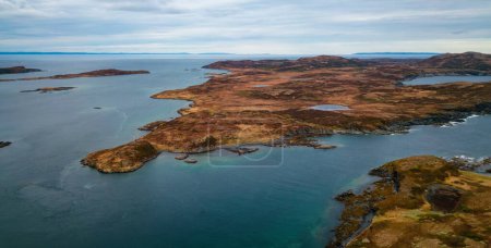 Photo for Coast on East Coast of Atlantic Ocean. Aerial Nature Background. Sunny Blue Sky. Newfoundland, Canada. - Royalty Free Image