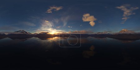 Foto de Dramático Panorama Aéreo de Nubes y Paisaje de Montaña. Nature Background. Renderizado 3d - Imagen libre de derechos