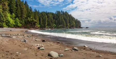 Sandy Beach on West Coast of Pacific Ocean. Juan de Fuca Trail, Vancouver Island, BC, Canada.