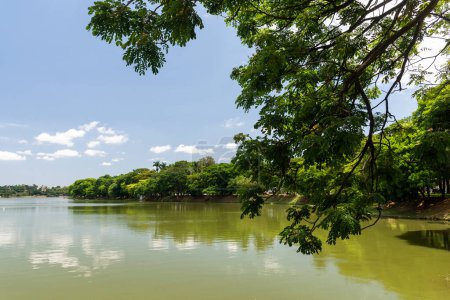 Foto de Beautiful view city lagoon on green area in Belo Horizonte, Minas Gerais, Brazil - Imagen libre de derechos
