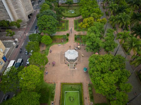 Photo for Beautiful drone view to green public square in Belo Horizonte, Minas Gerais, Brazil - Royalty Free Image