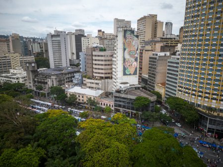 Photo for Beautiful drone view to buildings and green public square in Belo Horizonte, Minas Gerais, Brazil - Royalty Free Image