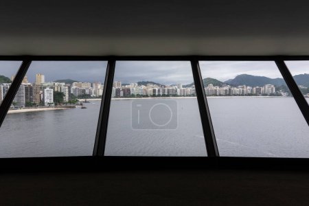 Photo for Beautiful view from interior of modern architecture museum MAC by Oscan Niemeyer, Rio de Janeiro, Brazil - Royalty Free Image