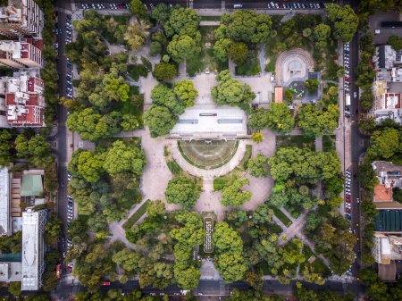 Photo for Beautiful aerial view to city buildings and green public square in Mendoza, Argentina - Royalty Free Image