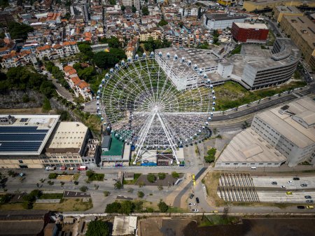 Photo for Beautiful aerial view to giant ferris wheel in downtown Rio de Janeiro, Brazil - Royalty Free Image