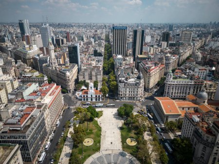 Beautiful aerial view to historic city buildings in central Buenos Aires, Argentina