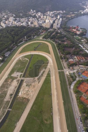 Photo for Beautiful aerial view to city Jockey Club for horse races in Rio de Janeiro, Brazil - Royalty Free Image