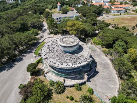 Photo for Beautiful aerial view to Monsanto Park panoramic viewpoint building in Lisbon, Portugal - Royalty Free Image