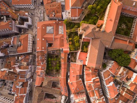 Photo for Beautiful aerial view to old historic buildings in Lisbon city, Portugal - Royalty Free Image