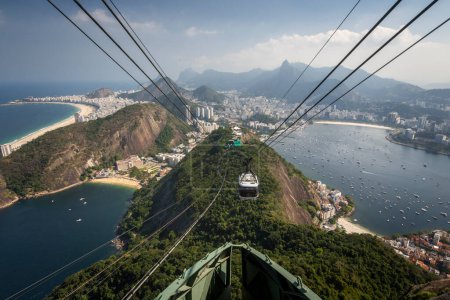 Photo for Beautiful view from the Sugar Loaf cable car to mountains and city in Rio de Janeiro, Brazil - Royalty Free Image