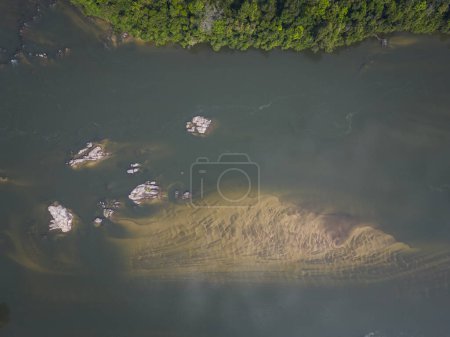 Photo for Beautiful aerial view to islands and rocks in wild green amazon rainforest in Juruena River, Mato Grosso State, Brazil - Royalty Free Image