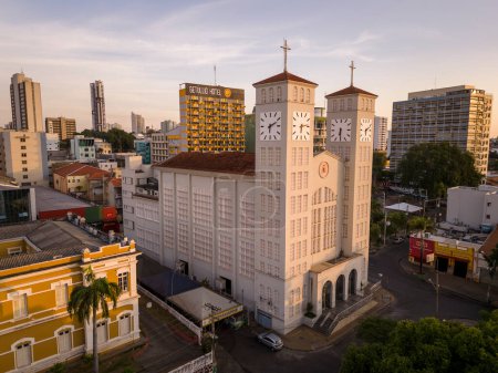 Photo for Beautiful aerial view to cathedral building in the city of Cuiab, capital of Mato Grosso State,Brazil - Royalty Free Image