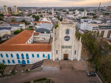 Photo for Beautiful aerial view to historic church building in the city of Cuiab, capital of Mato Grosso State,Brazil - Royalty Free Image
