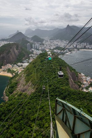 Belle vue sur le téléphérique Sugar Loaf Mountain à Rio de Janeiro, Brésil