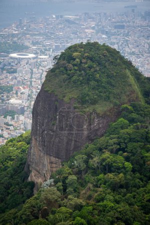 Foto de Hermosa vista a la montaña verde de la selva rocosa en el Bosque de Tijuca, Río de Janeiro, Brasil - Imagen libre de derechos