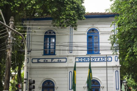 Vista a la antigua estación histórica de Corcovado a Cristo Redentor en Cosme Velho, Río de Janeiro, Brasil