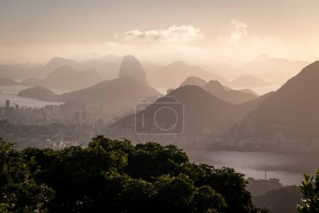 Photo for Beautiful view from Vista Chinesa to rainforest, city and mountains, Tijuca Park, Rio de Janeiro, Brazil - Royalty Free Image