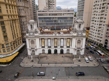Photo for Beautiful view to historic white public building in downtown Rio de Janeiro, Brazil - Royalty Free Image