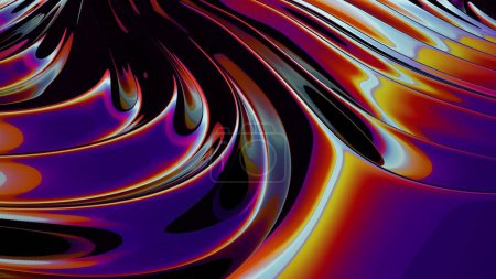 Photo for Fluid purple 3d metal background. Holographic foil texture liquid background. Smooth swirl 3d render. - Royalty Free Image
