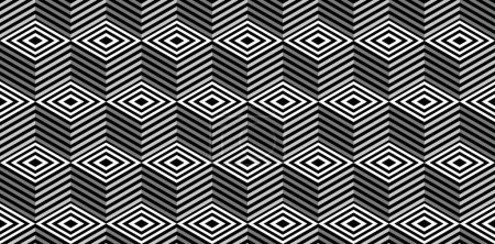 Striped cubes seamless pattern vector. Op art vector illustration. Fraphic design.