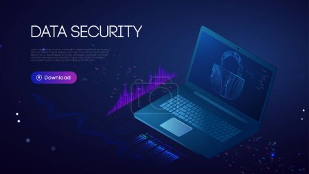 Data Security Concept with Laptop and Lock Visualization.