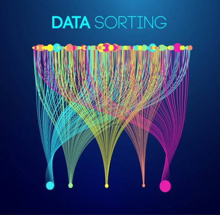 Ilustración de Clasificación de datos coloridas líneas de fondo. Tecnología de flujo de datos - Imagen libre de derechos