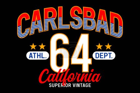Illustration for Carlsbad California vector illustration t-shirt design with typography and slogan - Royalty Free Image