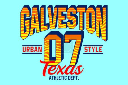 Ilustración de Galveston Texas vector ilustración tipografía diseño deporte emblema, estilo retro vintage, cartel, pancarta, folleto, impresión - Imagen libre de derechos