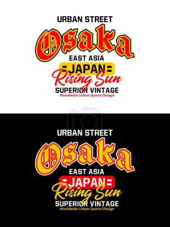 Ilustración de Osaka vintage universidad, diseño gráfico, eslogan camiseta, ilustración vectorial, para imprimir en camisetas, etc.. - Imagen libre de derechos