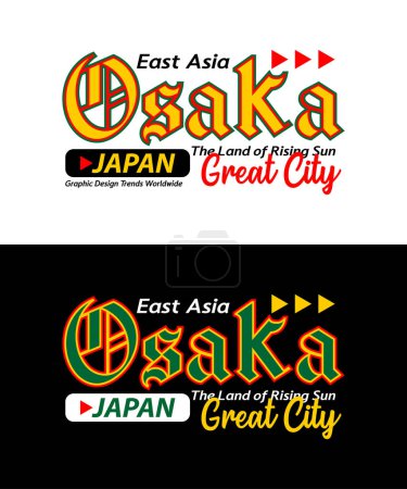 Illustration for Osaka urban style typeface vintage college, graphic design, slogan t-shirt, vector illustration, for print on t shirts etc. - Royalty Free Image