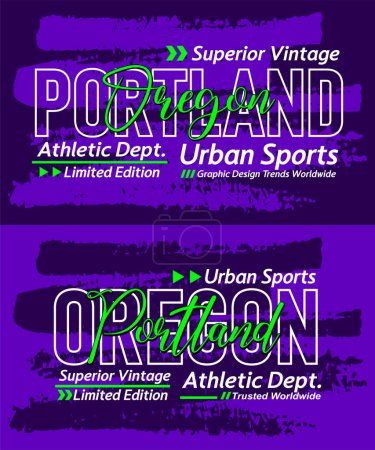 Illustration for Oregon Portland urban calligraphy typeface grunge superior vintage, graphic design, slogan t-shirt, typography, vector illustration, for print on t shirts etc. - Royalty Free Image