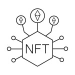 NFT,Non-fungible token with frame art icon vector graphic. EPS 10