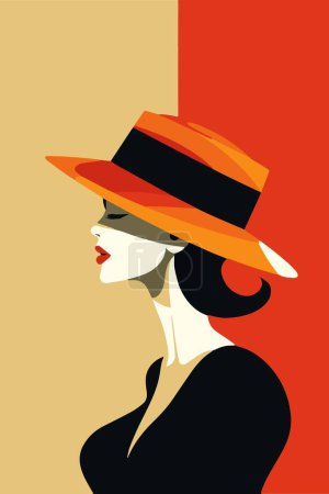 Illustration for Lady with orange hat with red lips vector illustration EPS10 - Royalty Free Image