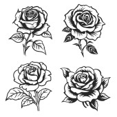 Black silhouette of rose set Stickers #660598608